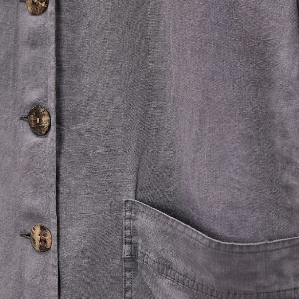 Zara 100% Linen Front Pocket Grey Boiler Jumpsuit  Onesie NWT Size Small
